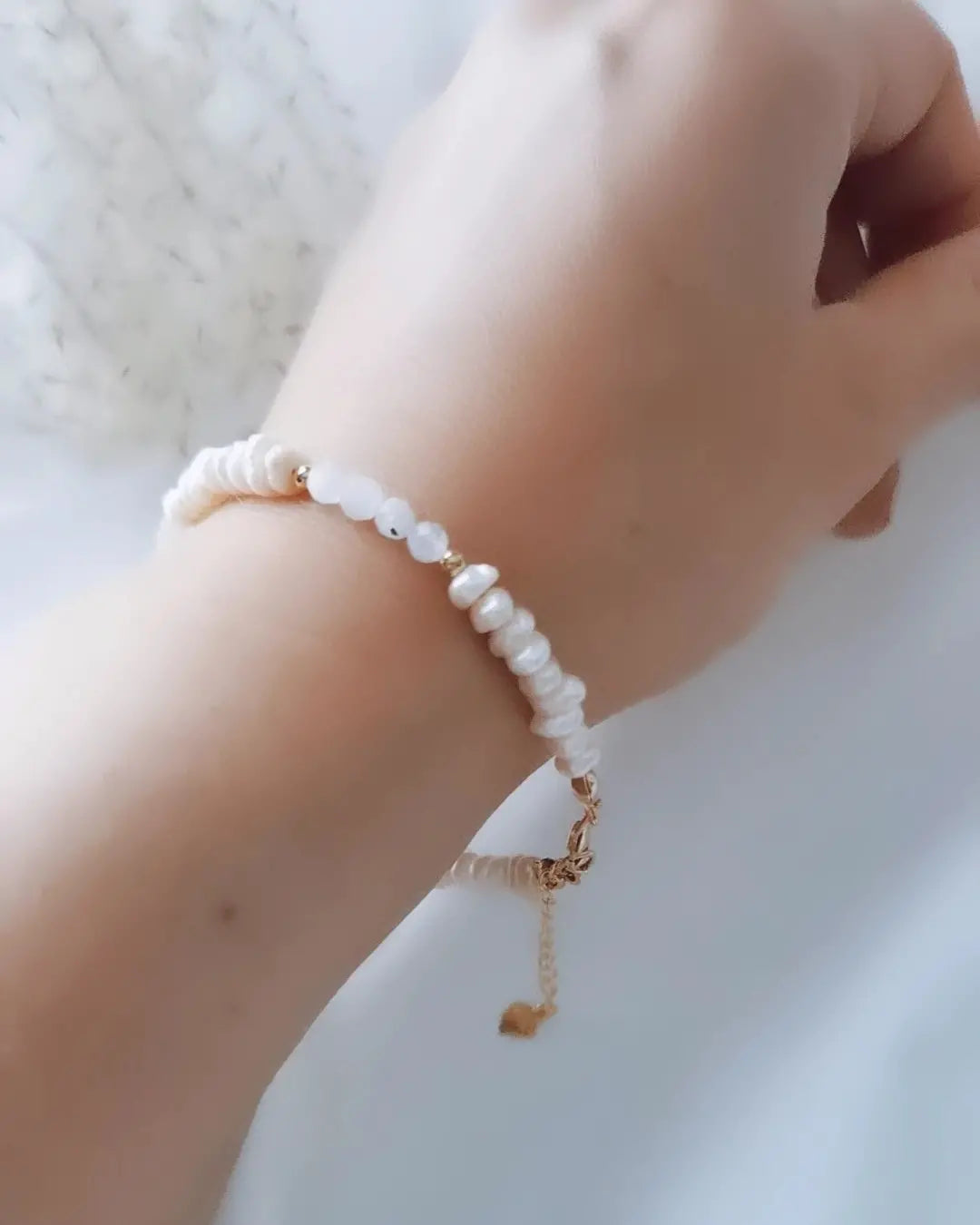 Moonstone and pearl bracelet