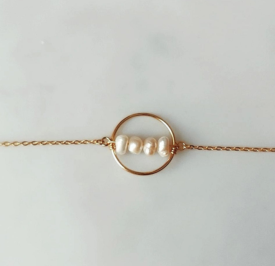 Pearl bracelet in gold ring 24k sterling silver gold plated