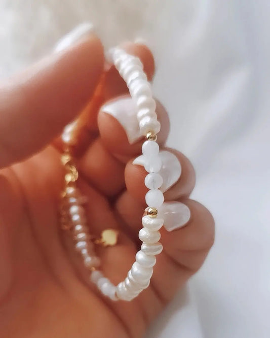 Moonstone and pearl bracelet